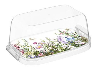 Маслёнка Bergamo с декором Цветущий луг (бесцветный)